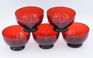 Low Sherbet Baltic Royal Ruby by ANCHOR HOCKING 5pc Set